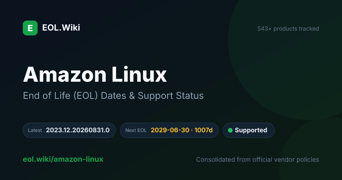 Amazon Linux End of Life (EOL) Dates & Support Status | EOL.Wiki